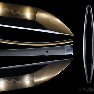 委託販売(返品不可商品)雉子股形茎 鞘書き 福岡一文字吉房 登録証内容 無銘 刃渡り74.6cm 反り1.7cm 寸法相違(5ミリ 教育委員会現物確認申請代行可)